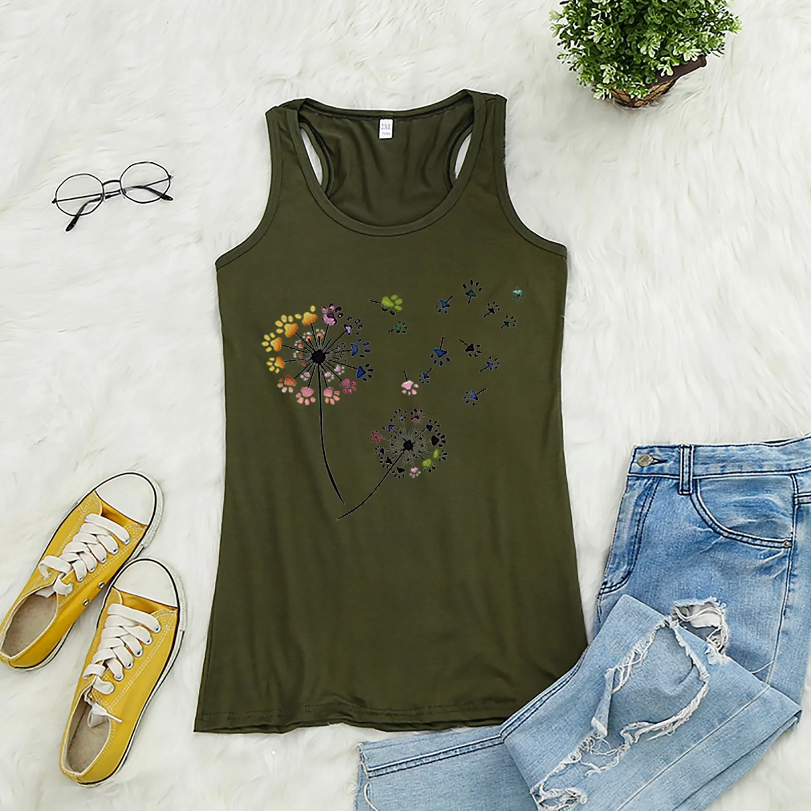 Ladies casual loose dandelion print sleeveless vest summer cool and refreshing top vest sleeveless T-shirt
Ladies casual loose dandelion print sleeveless vest summer cool and refreshing top vest sleeveless T-shirt