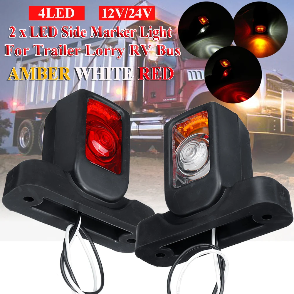 A Pair 12/24V Truck LED Side Marker Signal Light Triple Amber White Red Indicator Lamps For Trailer Lorry RV Bus Car Accessories
A Pair 12/24V Truck LED Side Marker Signal Light Triple Amber White Red Indicator Lamps For Trailer Lorry RV Bus Car Accessories