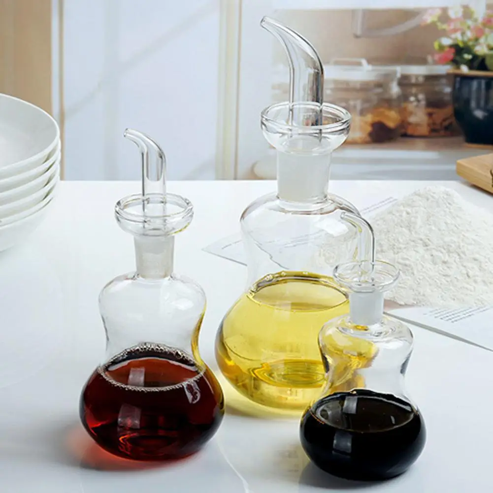 

125/250/500ml Glass Olive Oil Bottle Leak-proof Drops Edible Oil Vinegar Soy Sauce Spice Jar Pot High Borosilicate Glass