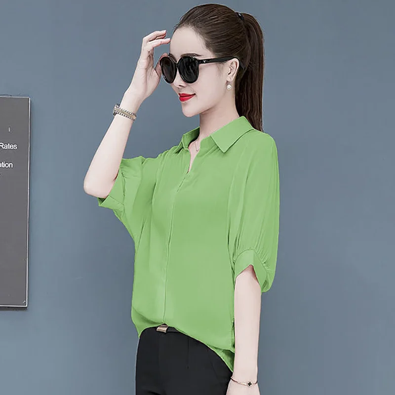 Women Spring Summer Style Chiffon Blouses Shirts lady Casual Half Batwing Sleeve Turn-down Collar Blusas Tops DD8930
Women Spring Summer Style Chiffon Blouses Shirts lady Casual Half Batwing Sleeve Turn-down Collar Blusas Tops DD8930