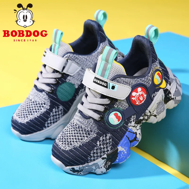 Детская спортивная обувь Bobdog для мальчиков дышащая модная мультяшная сетчатая