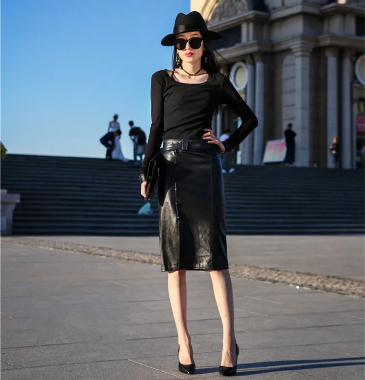 Black Genuine Leather Women Plus Size Midi Pencil Skirts Womens High Waist Real Sheepskin Ladies Skirt Knee Length Female
Black Genuine Leather Women Plus Size Midi Pencil Skirts Womens High Waist Real Sheepskin Ladies Skirt Knee Length Female
