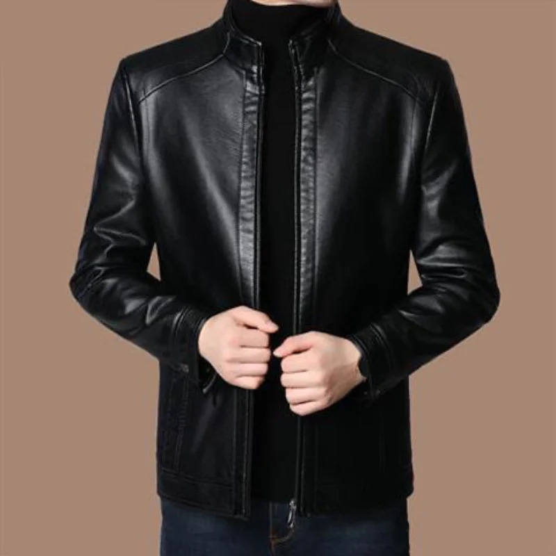 2021 Winter Mens Fashion Leather Jacket Male Slim Fit Stand Collar PU Jacket Male Black Motorcycle Lapel Zipper Jackets 4XL A07
2021 Winter Mens Fashion Leather Jacket Male Slim Fit Stand Collar PU Jacket Male Black Motorcycle Lapel Zipper Jackets 4XL A07