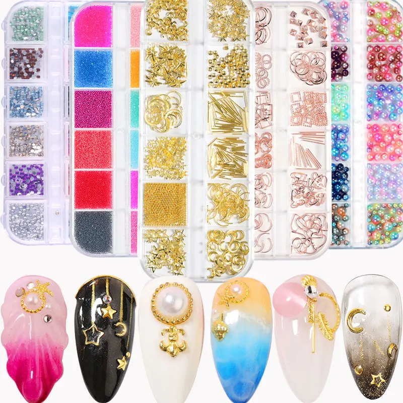 12 Grids/a Set of Japanese Hollow Metal Willow Nails, Multi-color Pearl Flat-bottom Diamonds Mixed Shiny Pendant Nails Accesorio
12 Grids/a Set of Japanese Hollow Metal Willow Nails, Multi-color Pearl Flat-bottom Diamonds Mixed Shiny Pendant Nails Accesorio