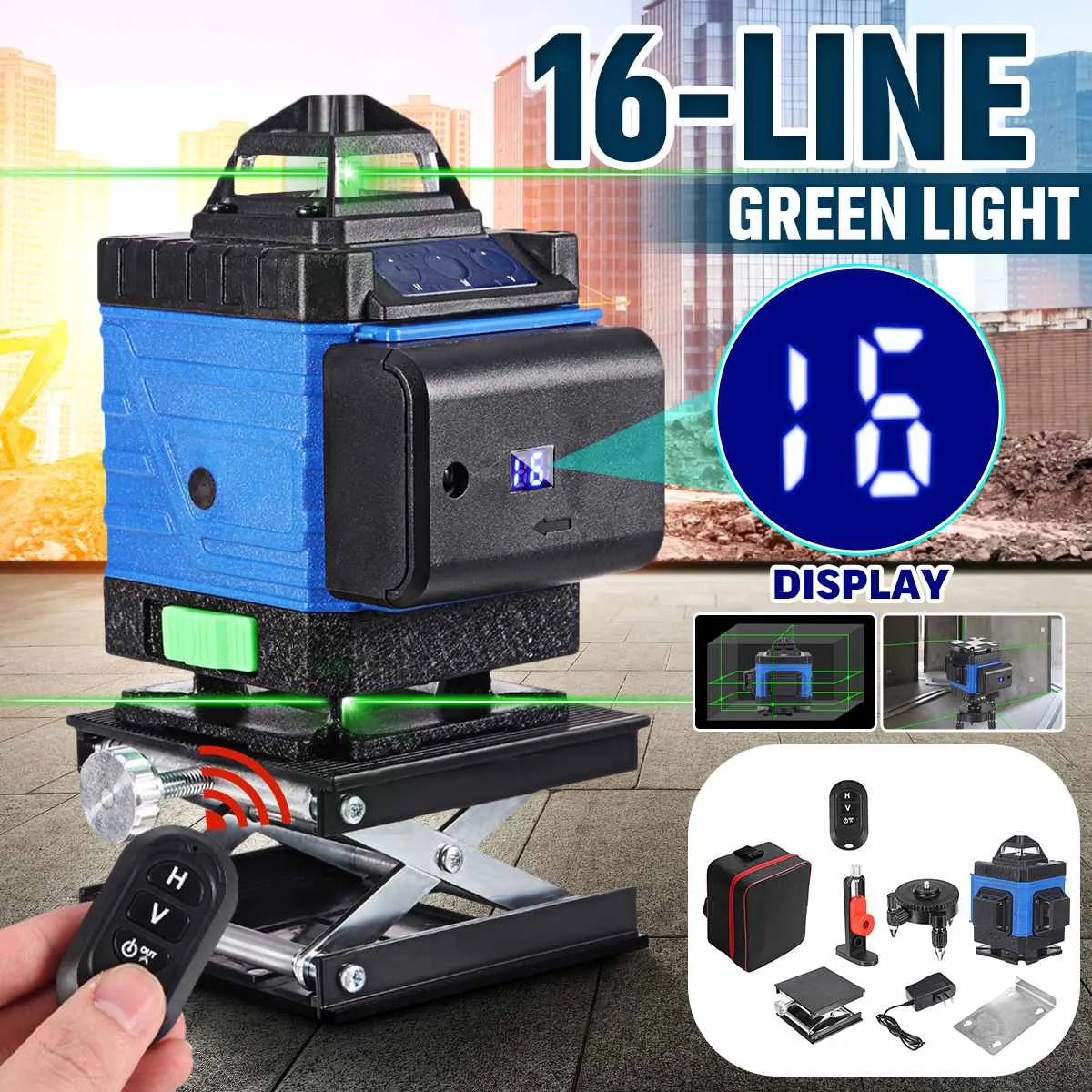 16 Lines 4D Laser Level Green Line Laser Leveling Device Green Beam Laser Level Self-leveling Horizontal Vertical Measure Tool
16 Lines 4D Laser Level Green Line Laser Leveling Device Green Beam Laser Level Self-leveling Horizontal Vertical Measure Tool