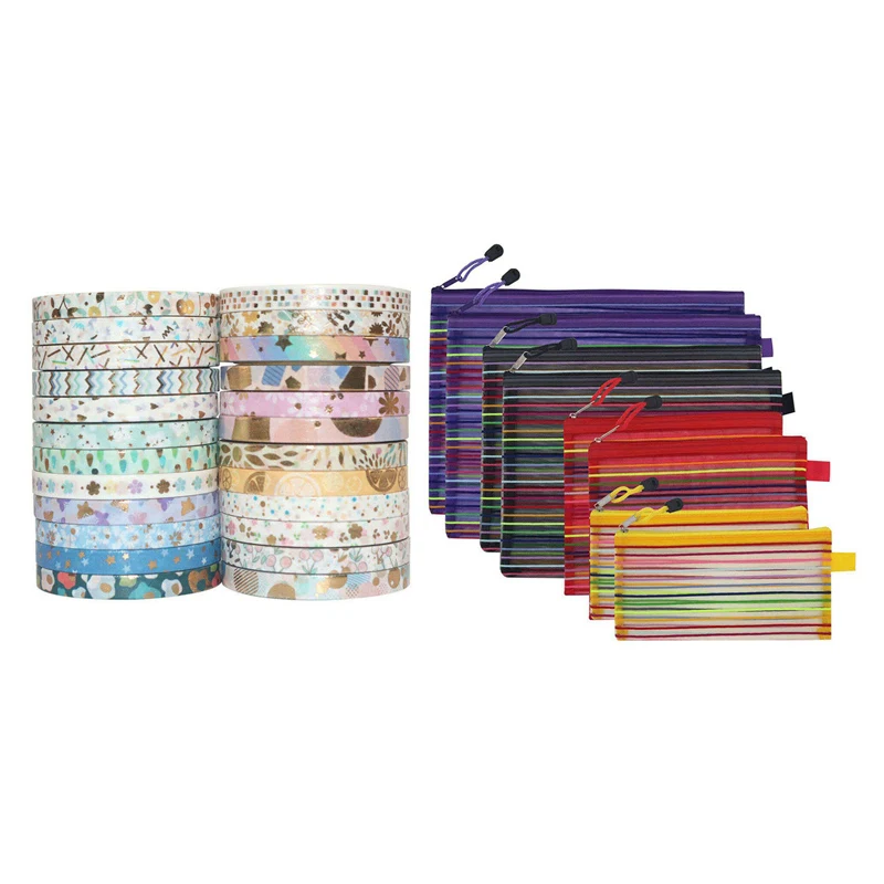 24 рулона клейкой ленты Washi, скрапбукинг, клейкая бумага, японские и 8X мешки для файлов на молнии, мешочек на молнии, сетчатый мешок
24 рулона клейкой ленты Washi, скрапбукинг, клейкая бумага, японские и 8X мешки для файлов на молнии, мешочек на молнии, сетчатый мешок