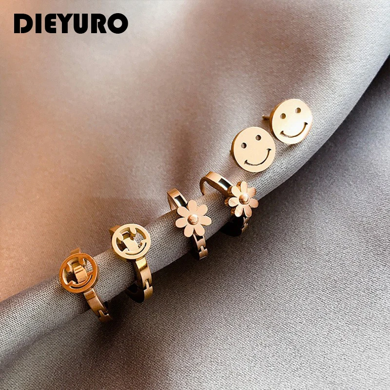 DIEYURO 316L Stainless Steel Fashion Ladies Delicate Petite Stud Earring Exquisite Love Heart Smiley Flowers Number Gold Jewelry
DIEYURO 316L Stainless Steel Fashion Ladies Delicate Petite Stud Earring Exquisite Love Heart Smiley Flowers Number Gold Jewelry