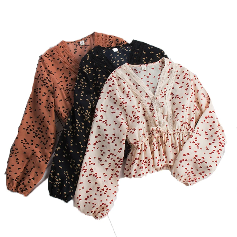 New Women Girl Chiffon Shirts Tops vintage Printed Floral Blouse Shirt lantern Sleeve high waist V Neck Blouses short tops
New Women Girl Chiffon Shirts Tops vintage Printed Floral Blouse Shirt lantern Sleeve high waist V Neck Blouses short tops
