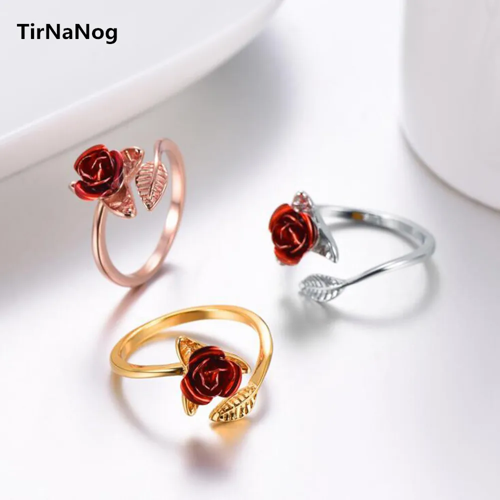 Women Ring Red Rose Garden Flower Leaves Open Ring Resizable Finger Rings For Women Valentine's Day Gift Jewelry
Women Ring Red Rose Garden Flower Leaves Open Ring Resizable Finger Rings For Women Valentine's Day Gift Jewelry