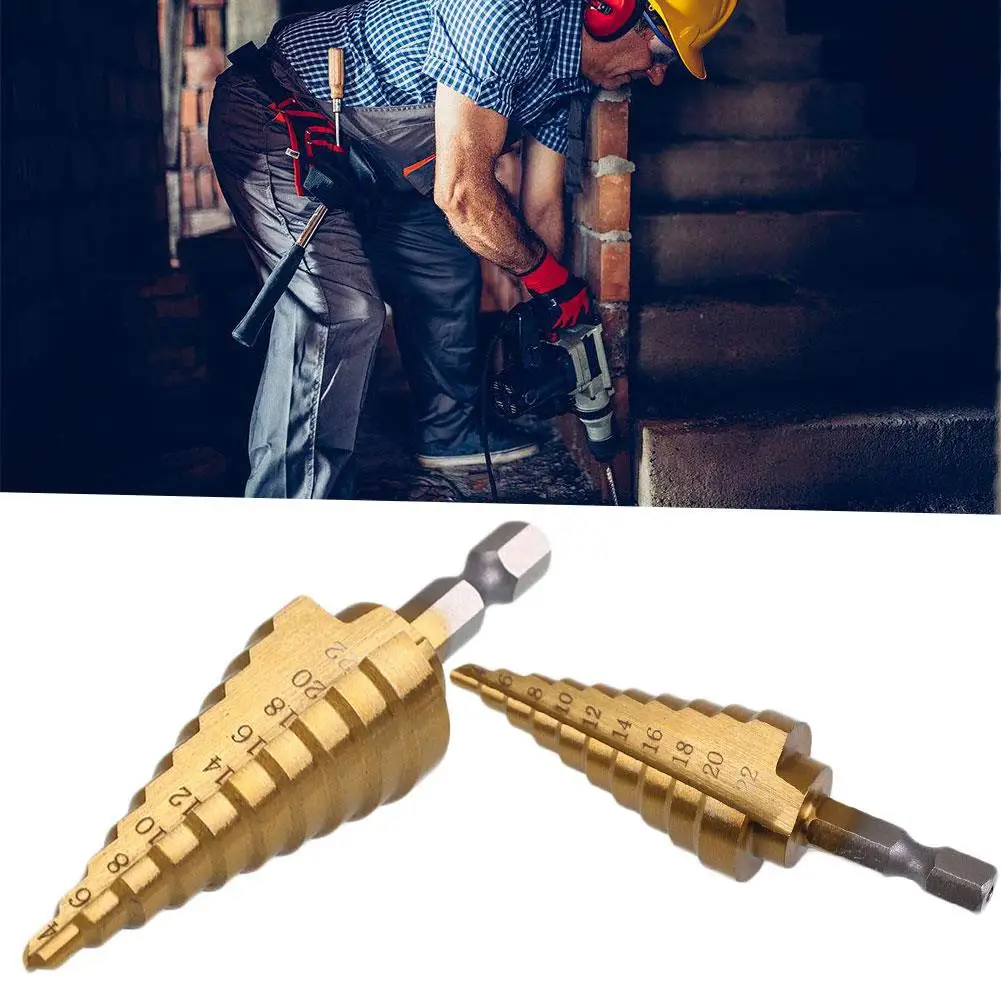 HSS Steel Titanium Coated 4-12/20/22/32mm Step Cone Drill Bit Hole Conical Cutter Triangle Shank Hole Drill Cone Drill Bit Step
HSS Steel Titanium Coated 4-12/20/22/32mm Step Cone Drill Bit Hole Conical Cutter Triangle Shank Hole Drill Cone Drill Bit Step