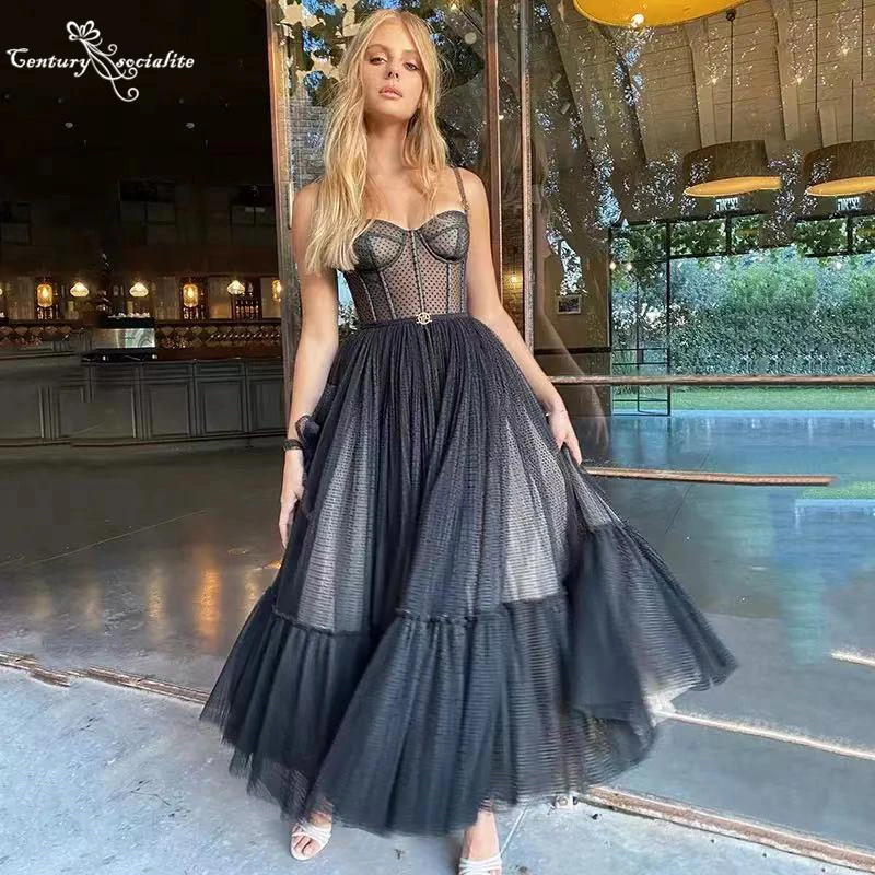 Black Prom Dresses Long Straps Zipper Back Ankle-Length Evening Dress Formal Gowns Vestido De Fiesta
Black Prom Dresses Long Straps Zipper Back Ankle-Length Evening Dress Formal Gowns Vestido De Fiesta