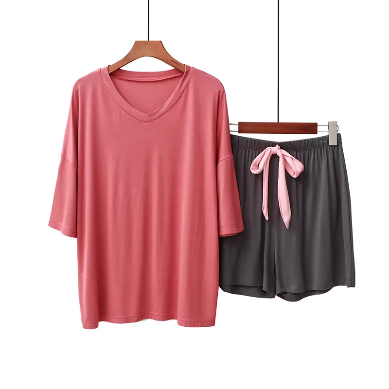 Пижамный костюм женский из модала с коротким рукавом, комплект мягкого нижнего белья в повседневном стиле, одежда для сна, 2 шт., на лето
Пижамный костюм женский из модала с коротким рукавом, комплект мягкого нижнего белья в повседневном стиле, одежда для сна, 2 шт., на лето