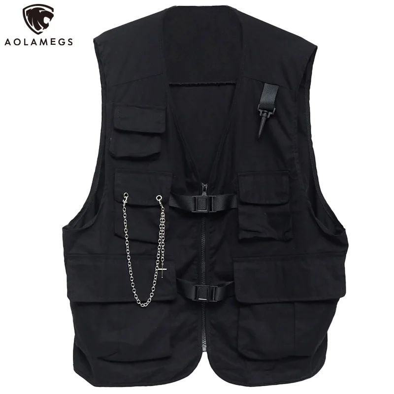Aolamegs Vest Cargo Men's Jacket Multi-Pocket Functional Sleeveless Black Tank Tops Men Chain Coat Couple High Street Streetwear
Aolamegs Vest Cargo Men's Jacket Multi-Pocket Functional Sleeveless Black Tank Tops Men Chain Coat Couple High Street Streetwear
