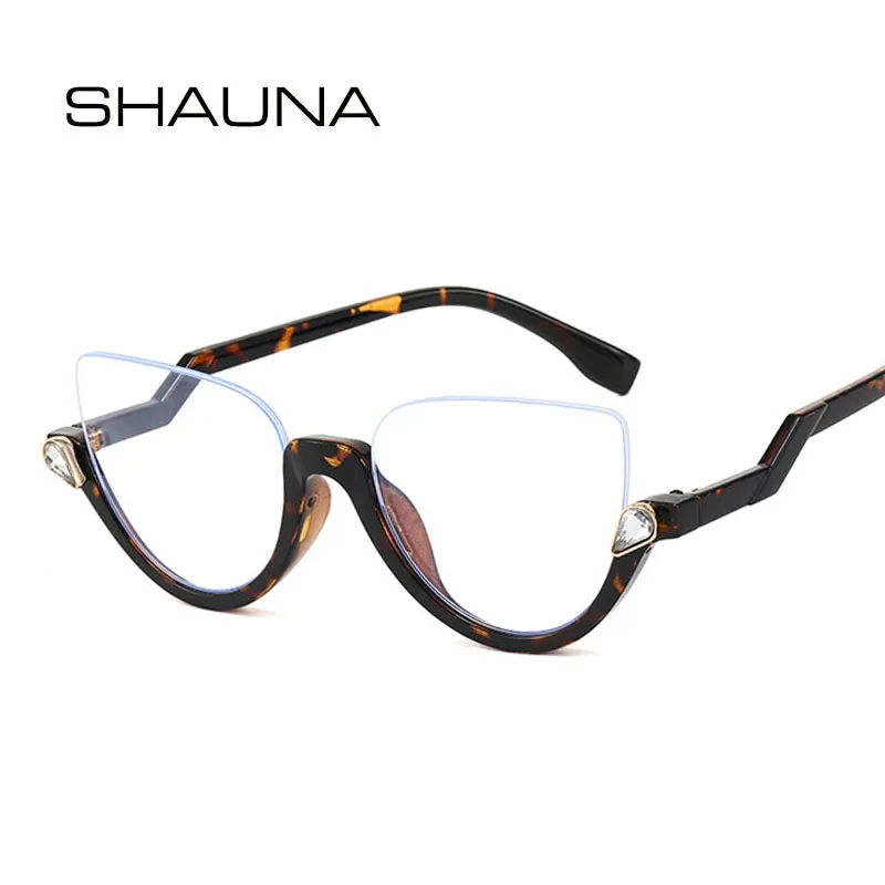 SHAUNA Classic Crystal Half Frame Sunglasses Women Fashion Anti-Blue Light Cat Eye Optical Frames Computer Glasses
SHAUNA Classic Crystal Half Frame Sunglasses Women Fashion Anti-Blue Light Cat Eye Optical Frames Computer Glasses