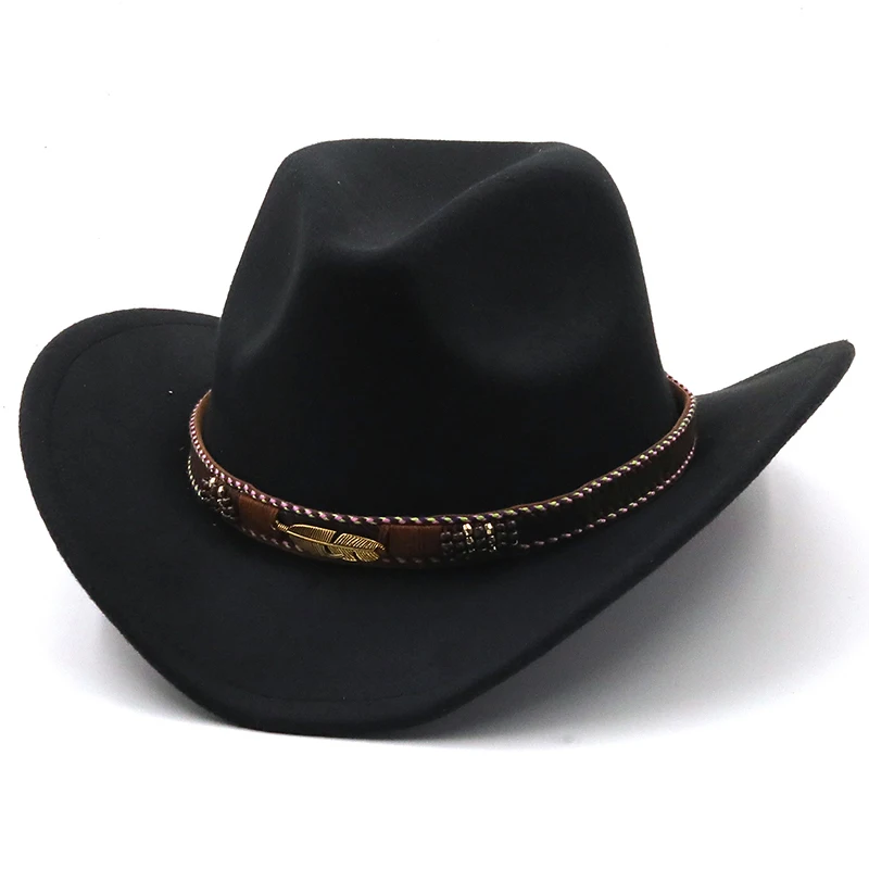 Wool Women's Men's Western Cowboy Hat For Gentleman Lady Jazz Cowgirl With Leather Cloche Church Sombrero Caps
Wool Women's Men's Western Cowboy Hat For Gentleman Lady Jazz Cowgirl With Leather Cloche Church Sombrero Caps