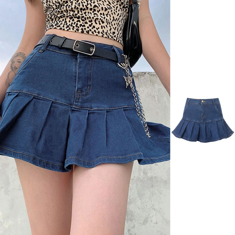 Women Sexy High Waist Pleated Ruffles Mini Denim Skater Skirt Harajuku Solid Color Lolita Summer Slim Swing Streetwear
Women Sexy High Waist Pleated Ruffles Mini Denim Skater Skirt Harajuku Solid Color Lolita Summer Slim Swing Streetwear