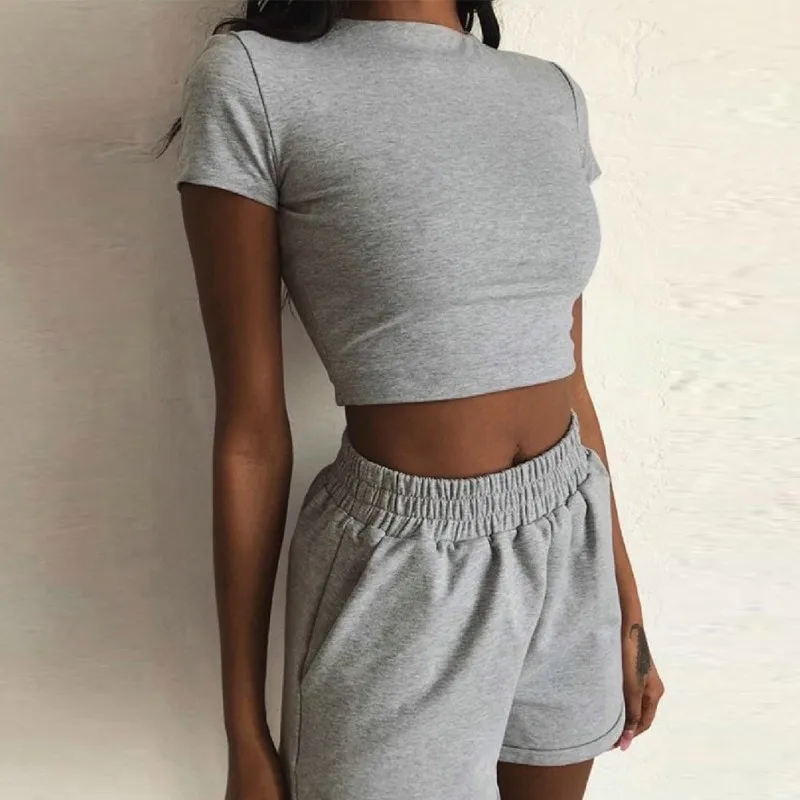 Summer Girl Casual Suits Casual Short-sleeved T-shirts And High Waist Exposed Navel Shorts Women's Suits
Summer Girl Casual Suits Casual Short-sleeved T-shirts And High Waist Exposed Navel Shorts Women's Suits