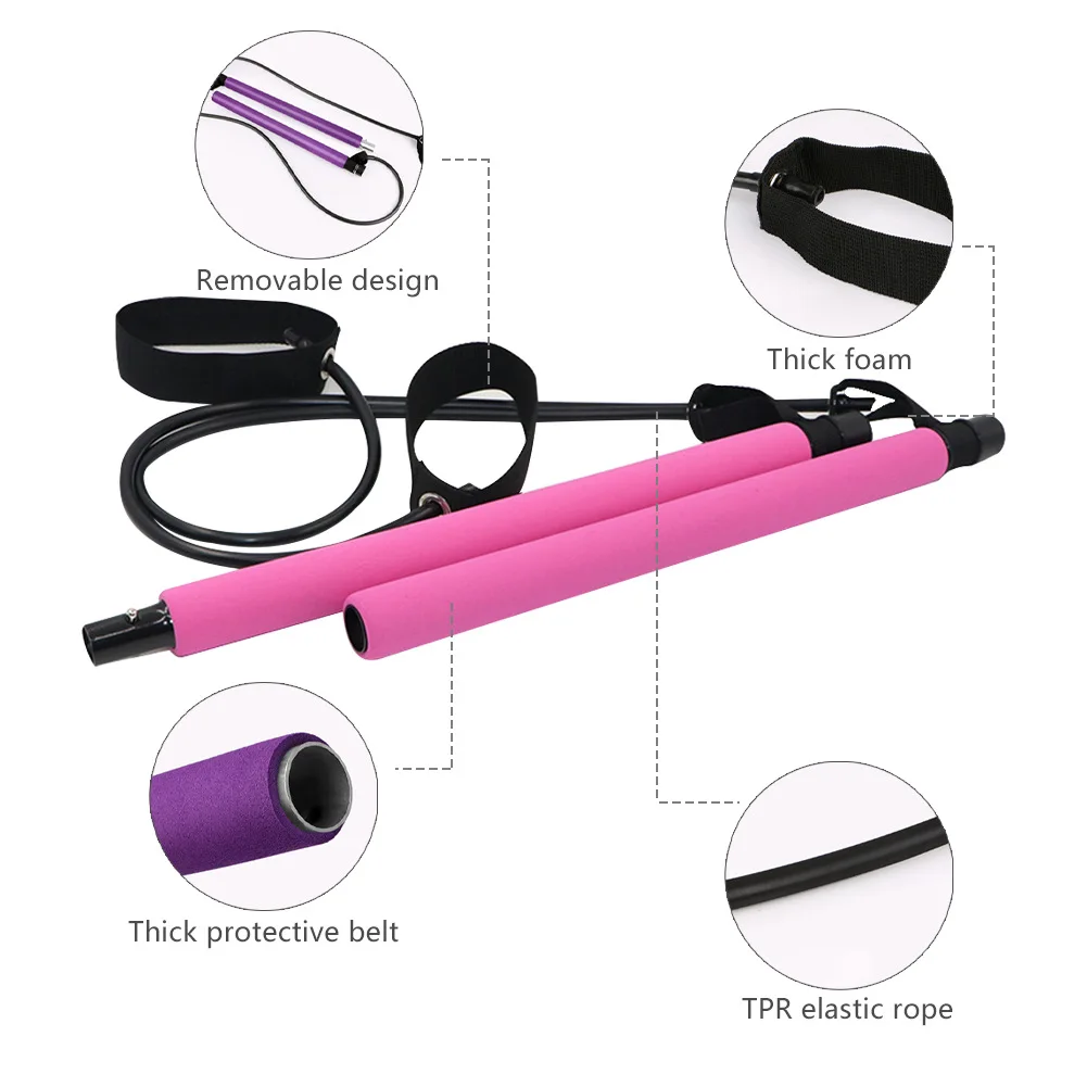 New Fitness Yoga Pilates Bar Stick Crossfit Resistance Bands Trainer Pull Rods Rope Portable home Gym Body Workout |