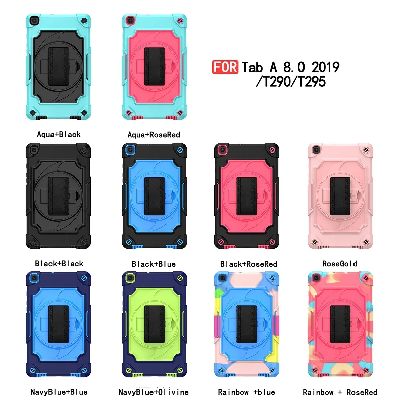 For Samsung Tab A 8.0"T290 T295 Silicon Shockproof Tablet Cover 360Rotating Stand Capa Galaxy Tab A 8.0"With Straps Case Fundas
For Samsung Tab A 8.0"T290 T295 Silicon Shockproof Tablet Cover 360Rotating Stand Capa Galaxy Tab A 8.0"With Straps Case Fundas