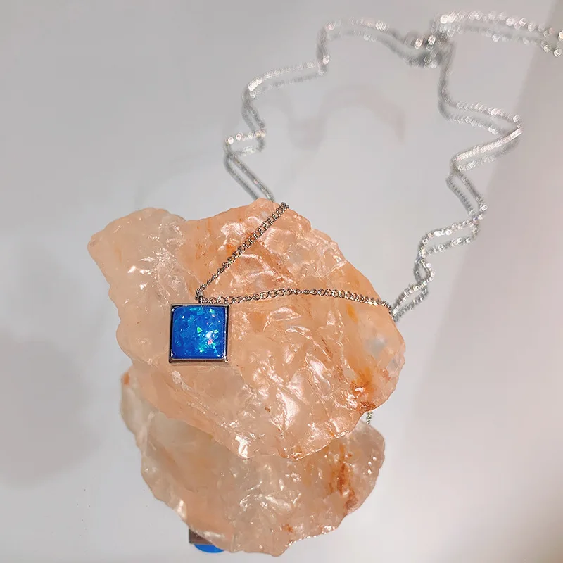 LOVOACC Plain Square Blue Color Sparkly Crystal Pendant Necklace for Women Girls Stainless Steel Thin Chain Necklace Jewelry
LOVOACC Plain Square Blue Color Sparkly Crystal Pendant Necklace for Women Girls Stainless Steel Thin Chain Necklace Jewelry