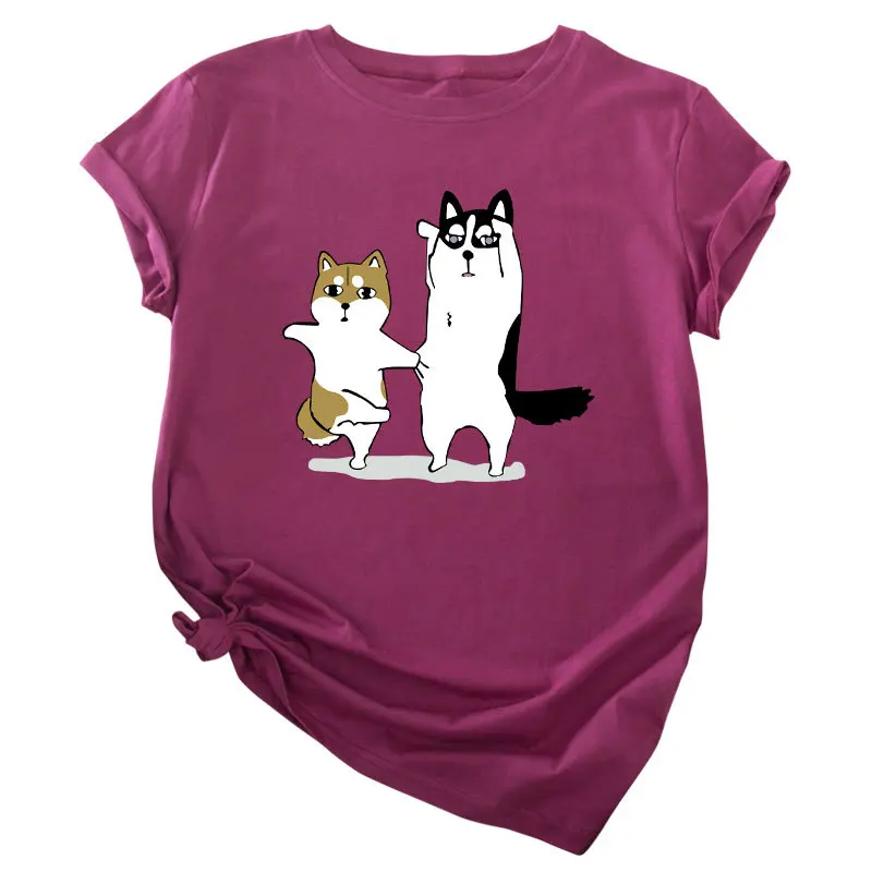 Simple Women Cotton T Shirt Plus Size S-5XL Funny Dancing Dogs Print Short Sleeve O-Neck Casual T-Shirts Female Tops Tees
Simple Women Cotton T Shirt Plus Size S-5XL Funny Dancing Dogs Print Short Sleeve O-Neck Casual T-Shirts Female Tops Tees