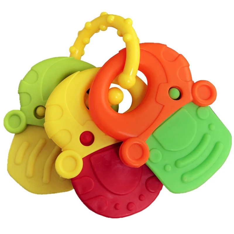 Baby Fruit Style Soft Rubber Rattle Teether Toy Newborn Chews Food Grade Silicone Teethers Infant Training Bed Chew Toys Kid | Мать и