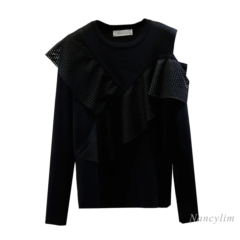 Women's Sweater Irregular Ruffle Stitching Simple Off-Shoulder Round Neck Sweaters 2020 Autumn New Fashion Top Lady Casual Pull
Women's Sweater Irregular Ruffle Stitching Simple Off-Shoulder Round Neck Sweaters 2020 Autumn New Fashion Top Lady Casual Pull