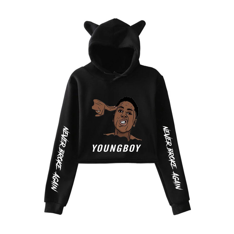 Новинка, Женская толстовка YoungBoy с кошачьими ушками и надписью «Never broken New», качественный свитшот, пуловеры, милые корейские толстовки для команды, повседневный черный топ 
Новинка, Женская толстовка YoungBoy с кошачьими ушками и надписью «Never broken New», качественный свитшот, пуловеры, милые корейские толстовки для команды, повседневный черный топ