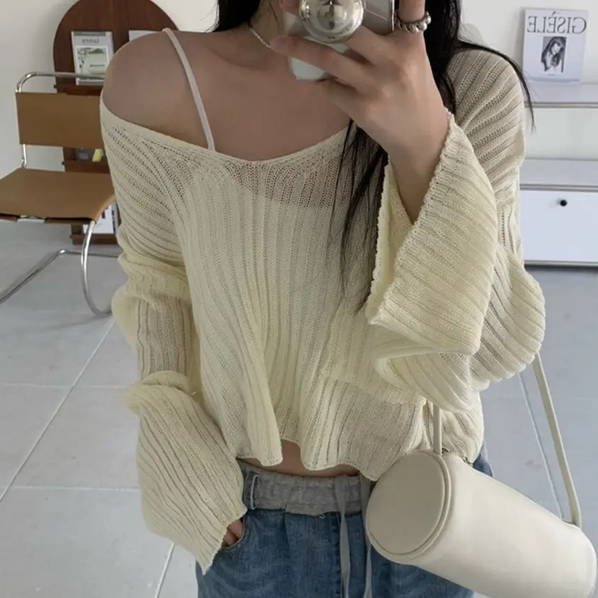 Alien Kitty Oversize Loose All Match V-Neck Hollow Out Solid 2021 Summer Knitwear Stylish Sunscreen Femme Casual Basic Sweaters
Alien Kitty Oversize Loose All Match V-Neck Hollow Out Solid 2021 Summer Knitwear Stylish Sunscreen Femme Casual Basic Sweaters