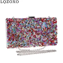 Fashion summer women clutch party wedding ladiese evening bags stones candy color chain shoulder purse