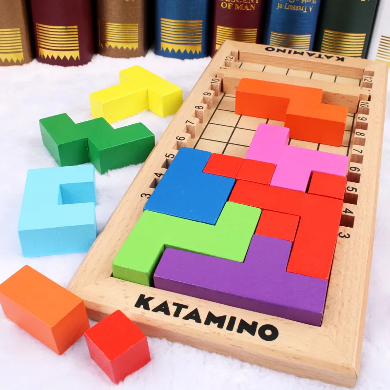 Детские развивающие игрушки сделай сам Kataminotly блокирует обучение Tetris Blocks Tangram Slide