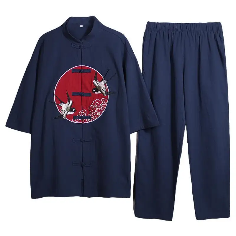 Embroidery Sawllow Chinese Style Taichi Tang Suit Men Long Sleeve Shirt &Pants Traditional Clothes Mandarin Collar Kung Fu Sets
Embroidery Sawllow Chinese Style Taichi Tang Suit Men Long Sleeve Shirt &Pants Traditional Clothes Mandarin Collar Kung Fu Sets