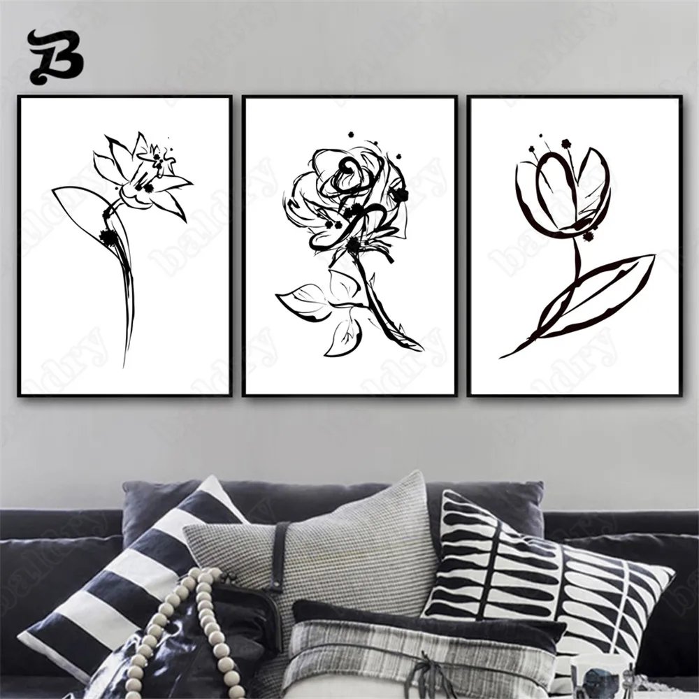 Canvas Painting Black and White Flowers Minimalist Style Wall Art Nordic Posters and Prints Wall Pictures for Living Room Decor
Canvas Painting Black and White Flowers Minimalist Style Wall Art Nordic Posters and Prints Wall Pictures for Living Room Decor