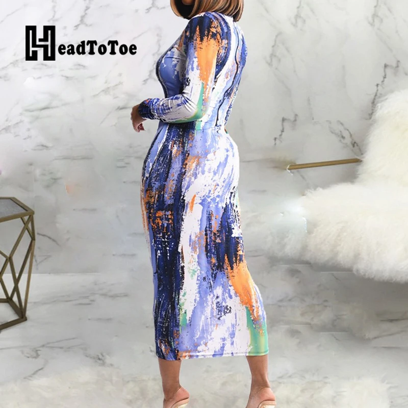 Tie Dye Print Sexy Fashion Dresses for Women Full Sleeve Round Neck Mid-calf A-line Woman Dress
Tie Dye Print Sexy Fashion Dresses for Women Full Sleeve Round Neck Mid-calf A-line Woman Dress