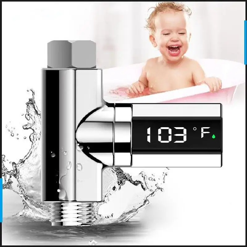 

New Type Shower Thermometer LED Display Shower Faucets Water Flow Power Generation Bathing Water Thermometer Electricity