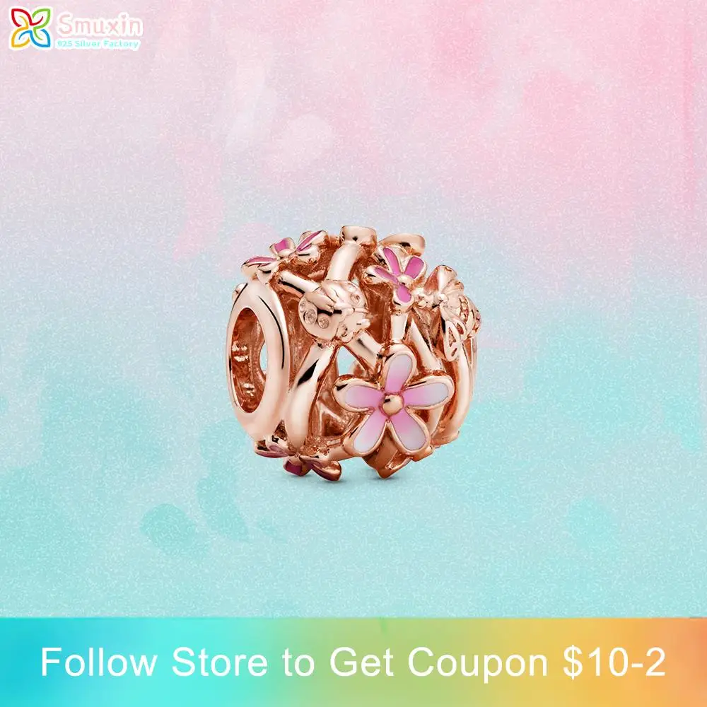 Smuxin S925 Sterling Silver Beads Openwork Pink Daisy Flower Charms fit Original Pandora Bracelets Women DIY Jewelry Making
Smuxin S925 Sterling Silver Beads Openwork Pink Daisy Flower Charms fit Original Pandora Bracelets Women DIY Jewelry Making