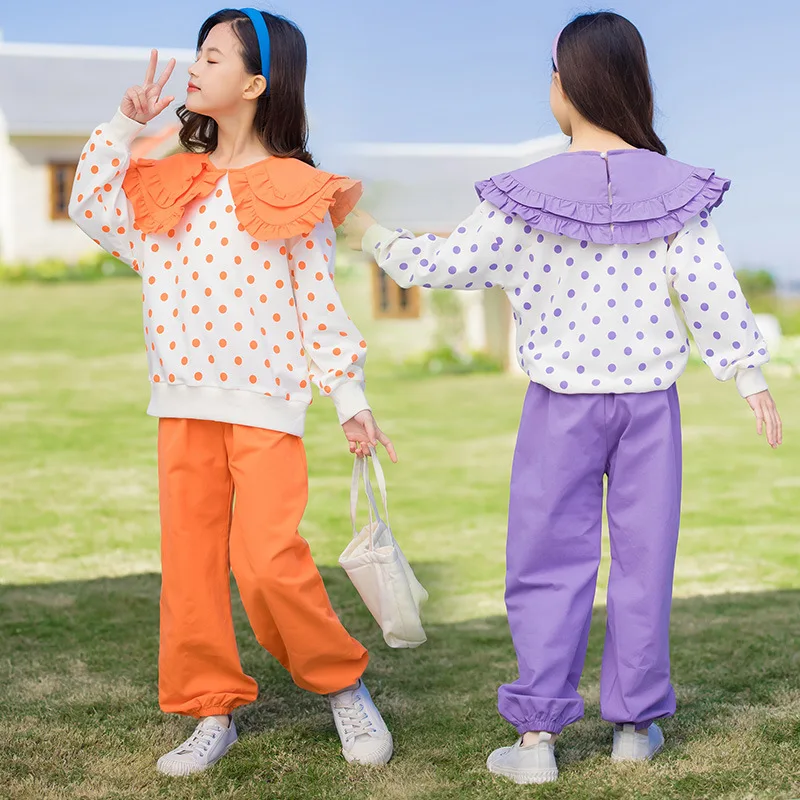 Girls Sets Spring New School Kids Clothes Doll Collar Dot Tops Casual Pants Two-piece Suit Loose Teenager Girl Outfits 13 14 Y
Girls Sets Spring New School Kids Clothes Doll Collar Dot Tops Casual Pants Two-piece Suit Loose Teenager Girl Outfits 13 14 Y