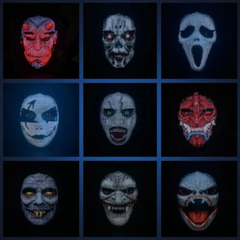 Bluetooth-compatibal Led Lights Up Party Mask Picture Editing Animation Text Prank Concert Mask, Built-in Battery Led Display
Bluetooth-compatibal Led Lights Up Party Mask Picture Editing Animation Text Prank Concert Mask, Built-in Battery Led Display