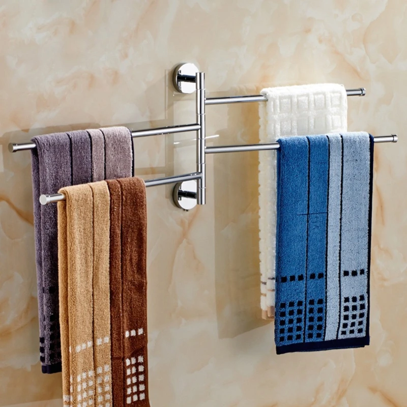 Wall-Mounted Swivel Towel Bar Stainless Steel 4-Arm Bathroom Swing Hanger Towel Rack Holder Towel Storage Organizer 
Wall-Mounted Swivel Towel Bar Stainless Steel 4-Arm Bathroom Swing Hanger Towel Rack Holder Towel Storage Organizer