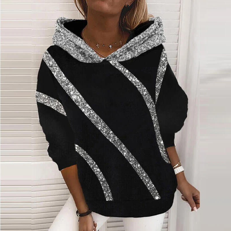 Autumn and Winter Sequin Stitching Loose Hooded Sweatshirt Undershirt Fashion Design Pullover Casual Long-sleeved Streetwear
Autumn and Winter Sequin Stitching Loose Hooded Sweatshirt Undershirt Fashion Design Pullover Casual Long-sleeved Streetwear
