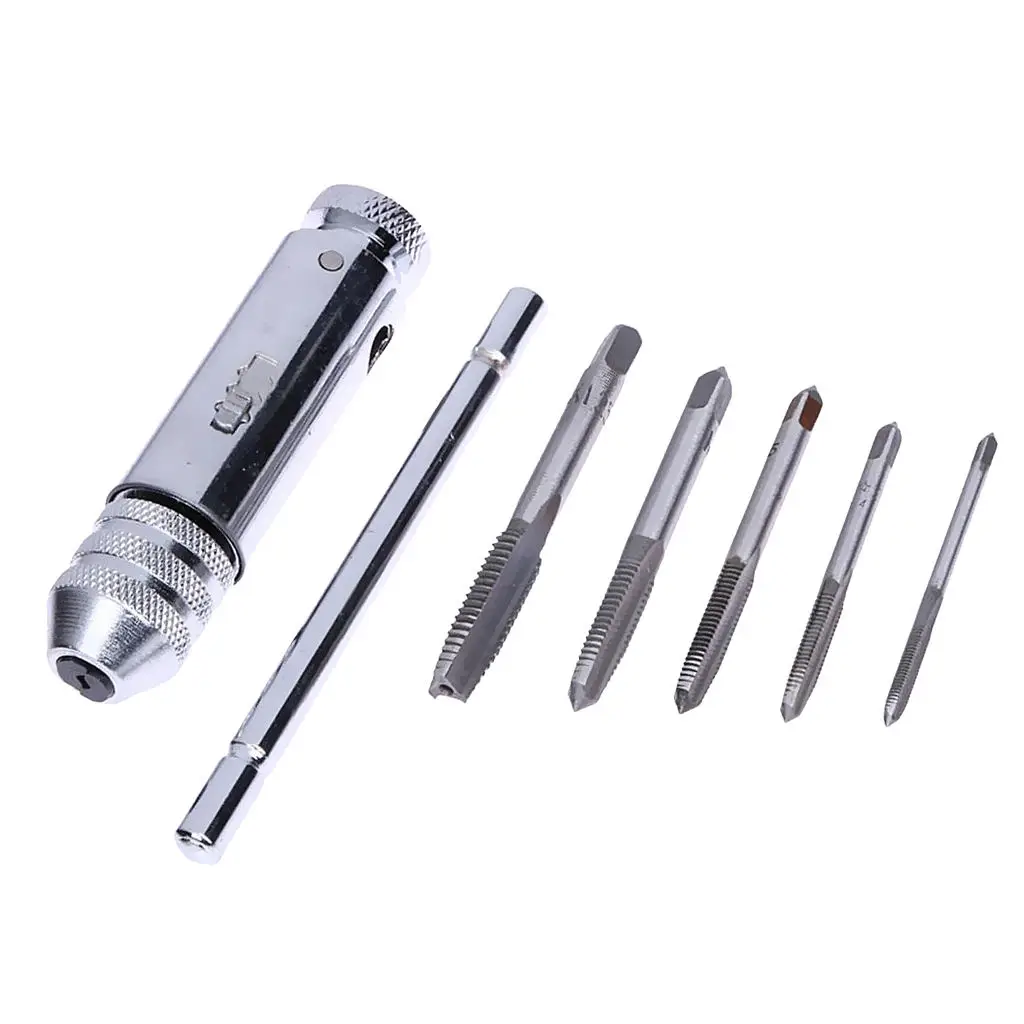 Adjustable T-Handle Ratchet Tap Wrench with 5PCS M3-M8 Screw Thread Plug Tap
Adjustable T-Handle Ratchet Tap Wrench with 5PCS M3-M8 Screw Thread Plug Tap