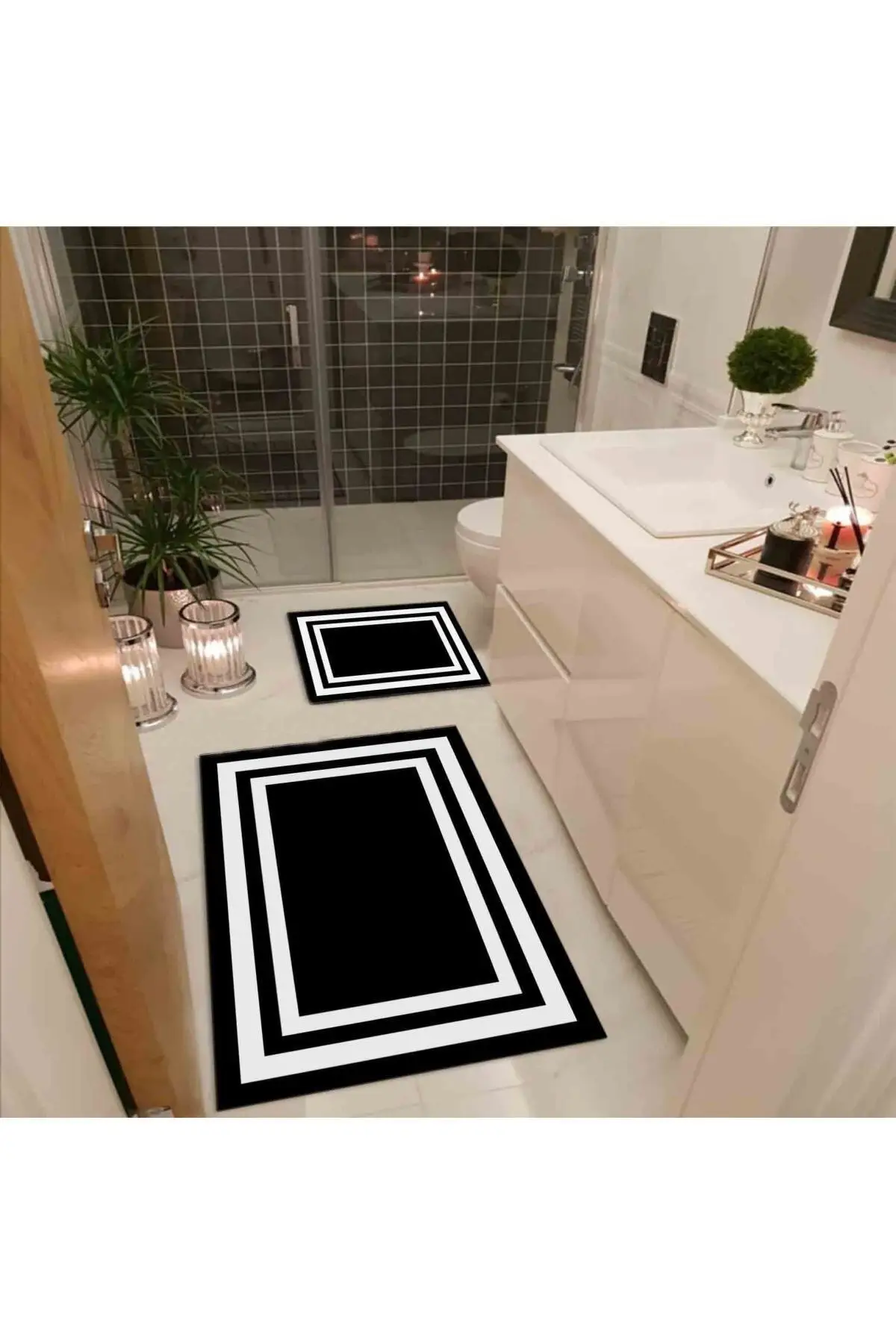 Black Digital Printed Nonskid Bath Mat Set 2'li 60x100 - 50x60 Polyester Figured Slip-Resistant Outsole Black
Black Digital Printed Nonskid Bath Mat Set 2'li 60x100 - 50x60 Polyester Figured Slip-Resistant Outsole Black