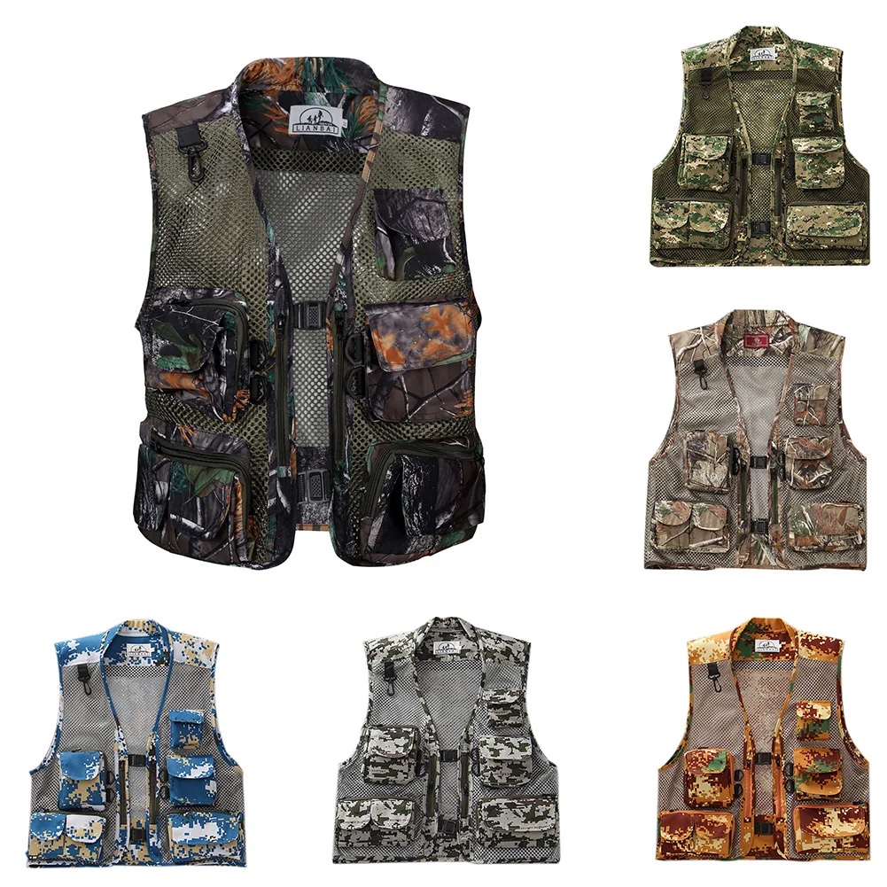 Men's Mesh Breathable Openwork Camouflage Journalist Photographer Fishing Vest Waistcoat Jacket Coat Multi-pocket men's vest
Men's Mesh Breathable Openwork Camouflage Journalist Photographer Fishing Vest Waistcoat Jacket Coat Multi-pocket men's vest