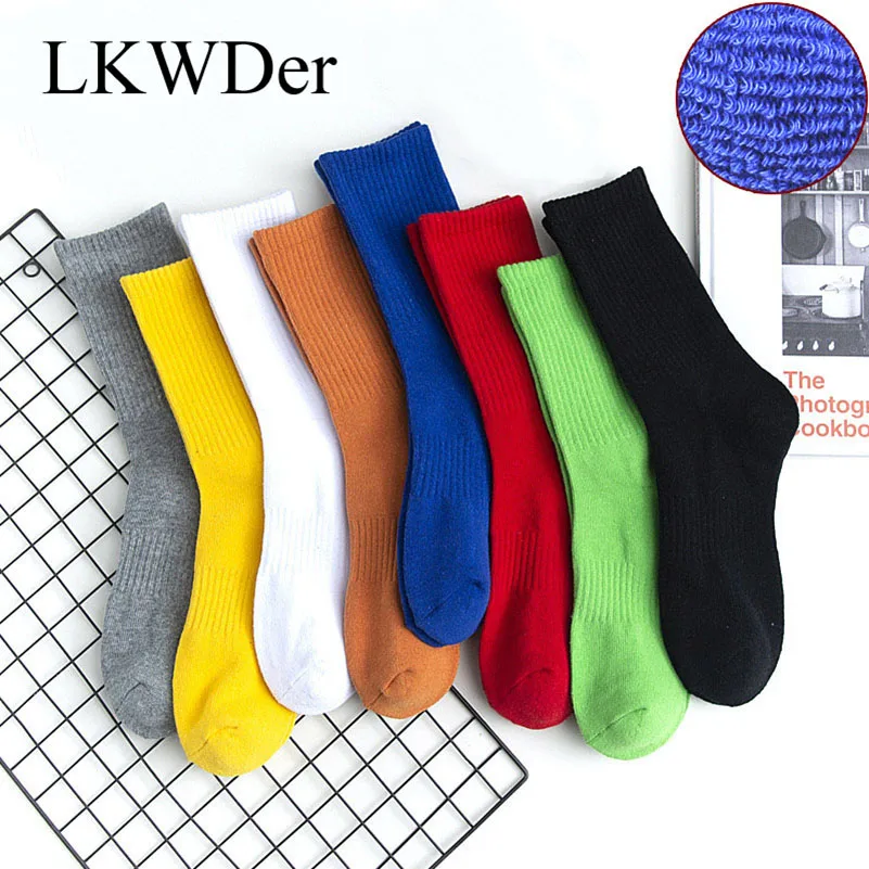 

LKWDer 5 Pairs Sports Socks Towel Bottom Mens Thick Solid Color Long Tube Cotton Socks Casual Comfort Soft Terry Sock Meias Male