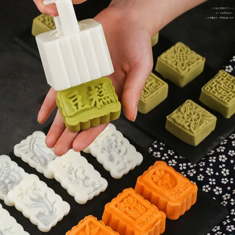 Bean Mooncake Mold with 6pcs Square Flowers Stamps Hand Press Moon Cake Pastry
Bean Mooncake Mold with 6pcs Square Flowers Stamps Hand Press Moon Cake Pastry