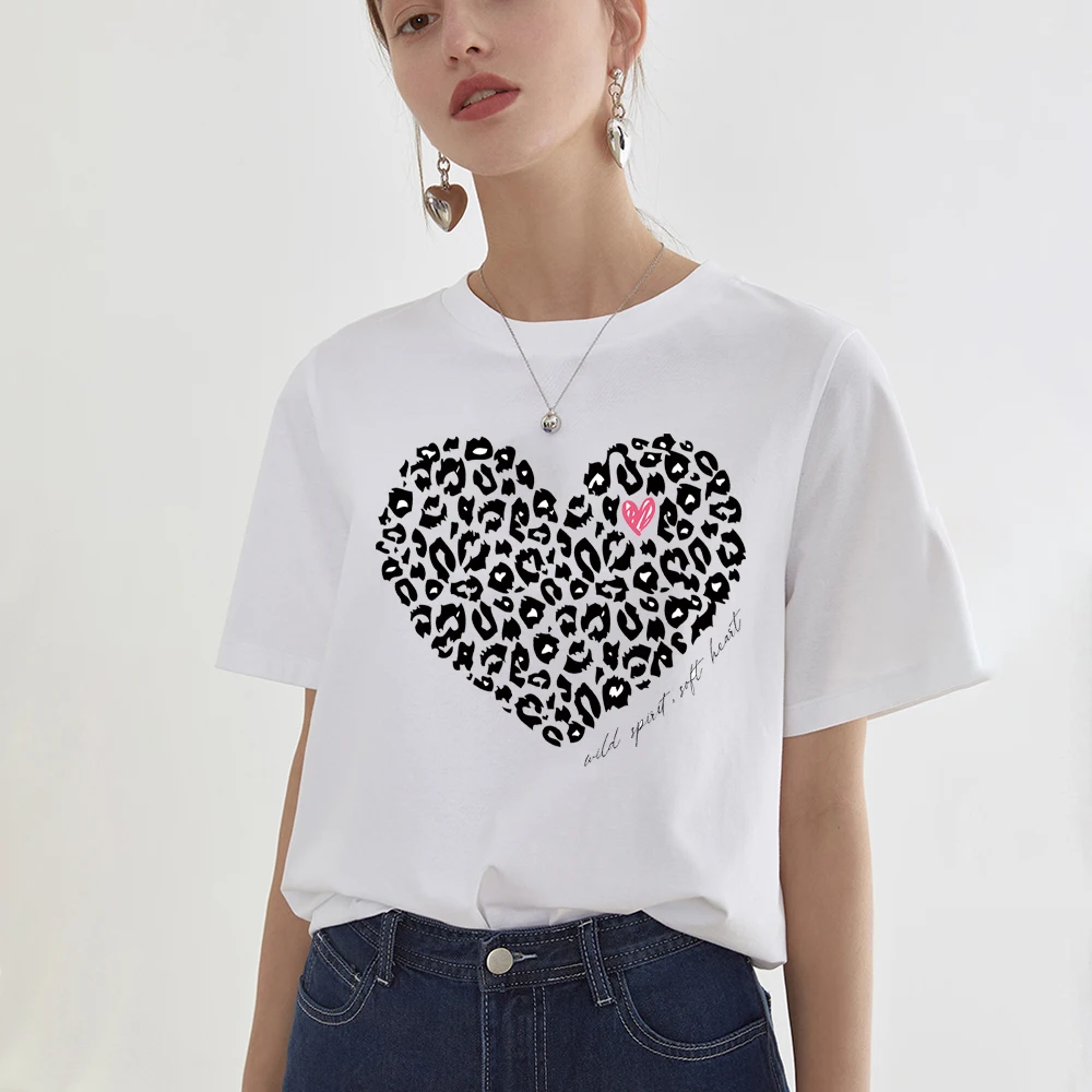 

In Love Printing Woman Tshirts Simplicity Crewneck Cotton Tshirt Creativity Loose T Shirt Summer O-Neck Womans T Shirts