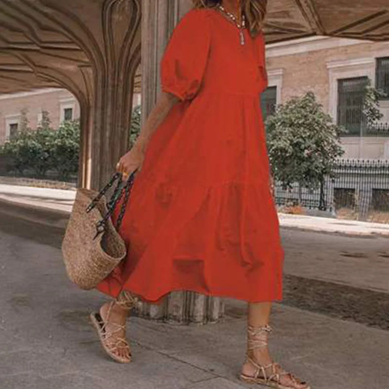 Summer Women Loose Mid-Calf Dress Vintage Lantern Sleeve Long Dresses Bohemian Ladies Beach Dresses Sundress Plus Size
Summer Women Loose Mid-Calf Dress Vintage Lantern Sleeve Long Dresses Bohemian Ladies Beach Dresses Sundress Plus Size