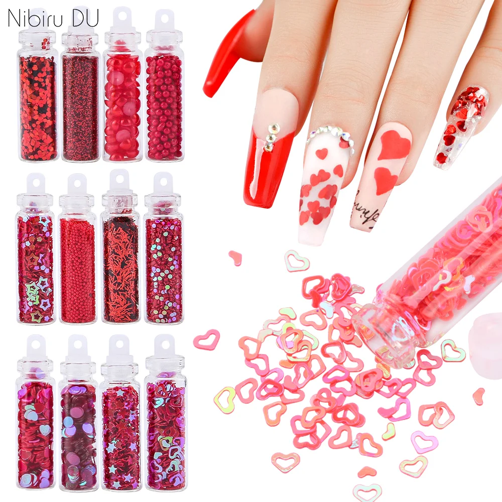 Valentines Nail Art Decoration Red/Pink Glitter Power Sequins DIY 12 bottles Acrylic nail kits For Nail Accessories Suplies
Valentines Nail Art Decoration Red/Pink Glitter Power Sequins DIY 12 bottles Acrylic nail kits For Nail Accessories Suplies