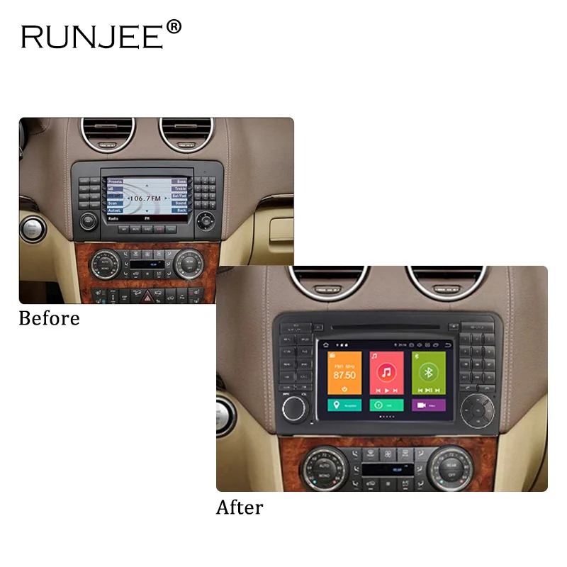RUNJEE PX6 RK3399 ips DSP Автомобильный мультимедийный Авторадио для Mercedes Benz ML серии W164 GL SWC