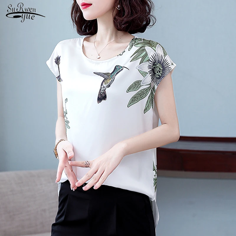 2021 Summer Silk Shirt Women Blusas Mujer De Moda New Printing Short-Sleeve Tops Plus Size Loose Round Neck Women Blouse 9874
2021 Summer Silk Shirt Women Blusas Mujer De Moda New Printing Short-Sleeve Tops Plus Size Loose Round Neck Women Blouse 9874
